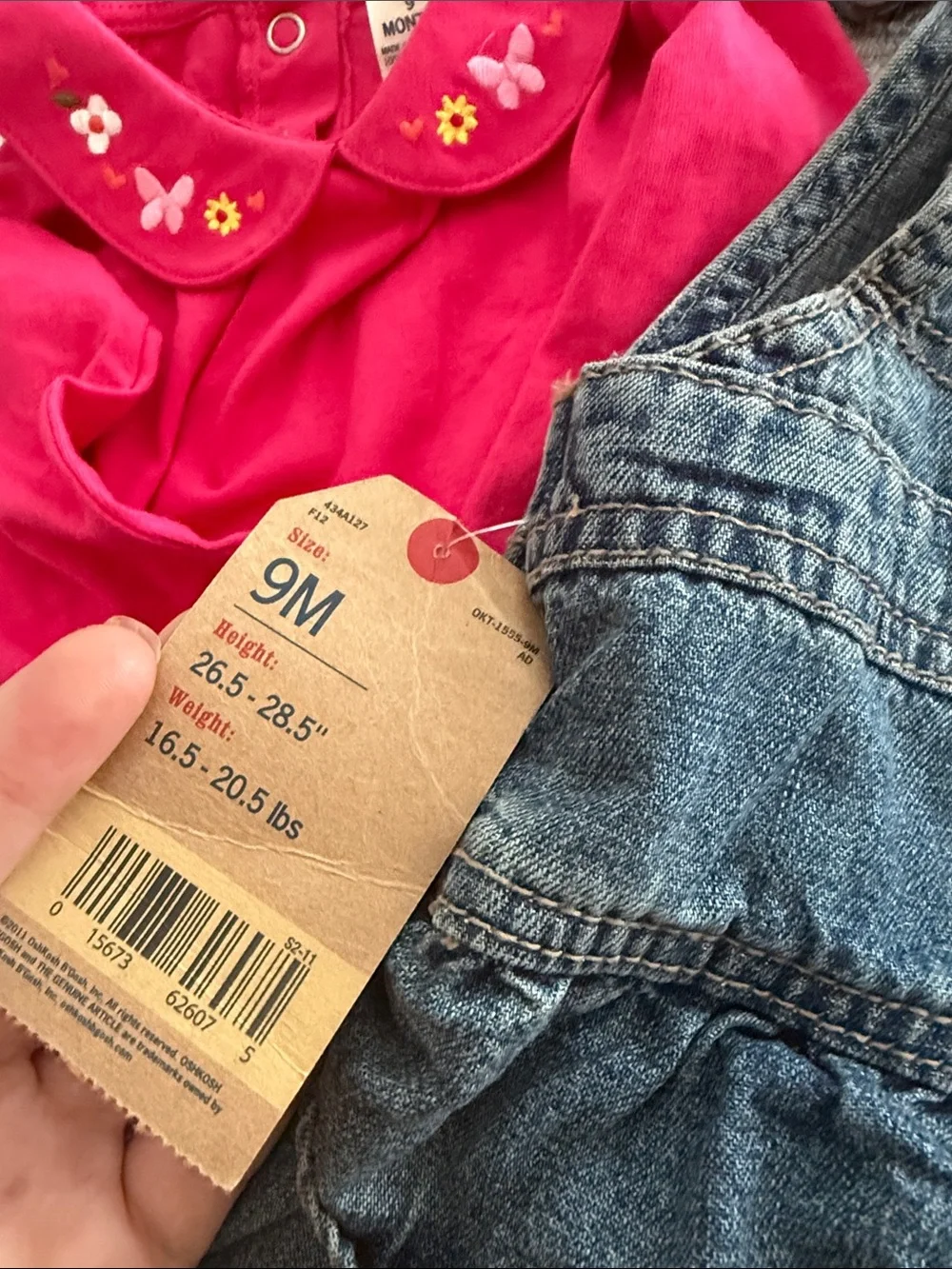 Oshkosh girls two piece cotton long sleeve button @overalls so cute size 9M